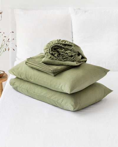 Sage linen-cotton sheet set (4 pcs) - sneakstylesanctums