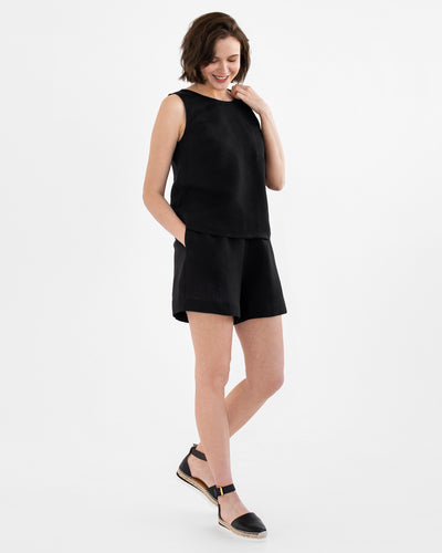 Sleeveless linen top SILAY in Black - sneakstylesanctums