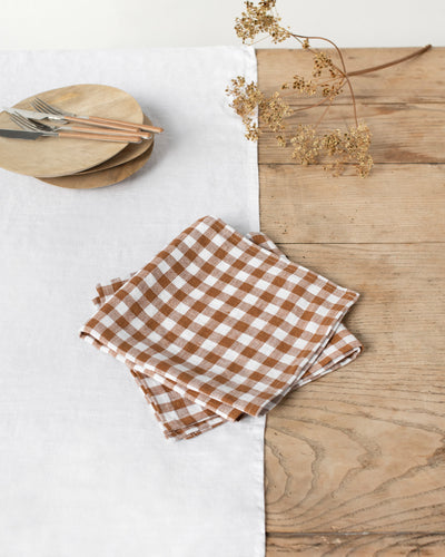 Cinnamon gingham linen napkin set | sneakstylesanctums