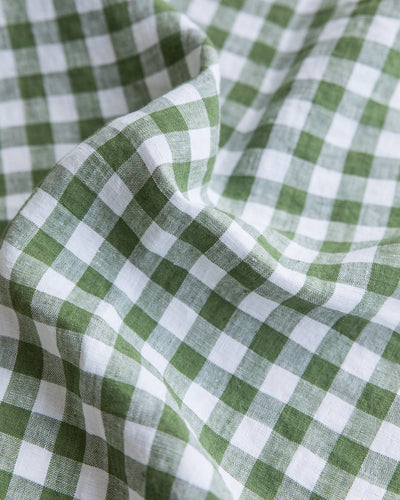Round linen tablecloth in Forest green gingham - sneakstylesanctums