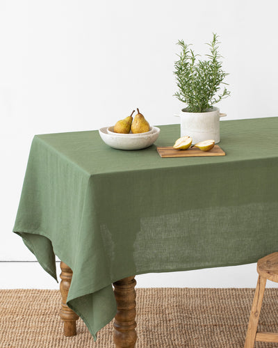 Forest green linen tablecloth - sneakstylesanctums