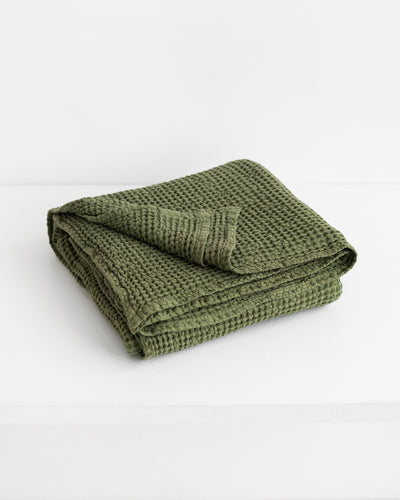 Forest green waffle throw - sneakstylesanctums