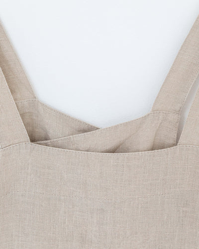Japanese cross-back linen apron in Natural linen - sneakstylesanctums