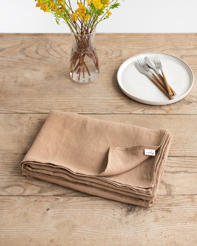 Latte linen tablecloth - sneakstylesanctums