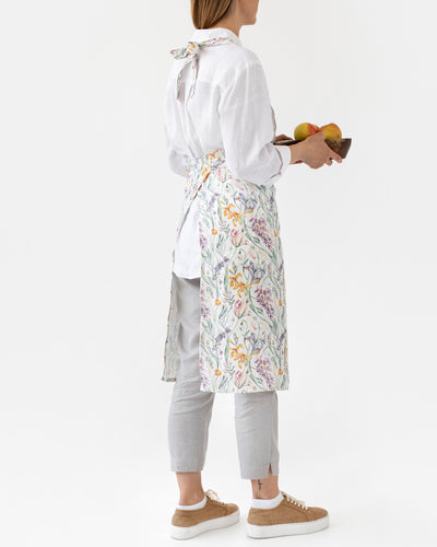 Linen bib apron in Blossom print - sneakstylesanctums