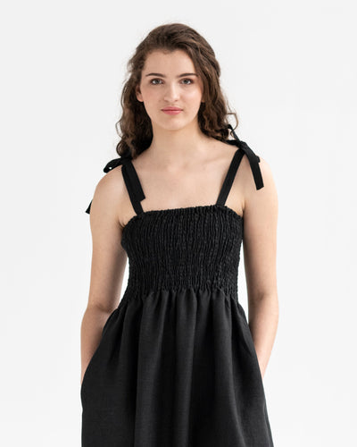 Linen dress AVILLA in black - sneakstylesanctums