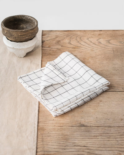 Charcoal grid linen napkin set of 2 - sneakstylesanctums