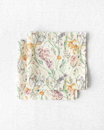 Blossom print linen napkin set of 2 - sneakstylesanctums