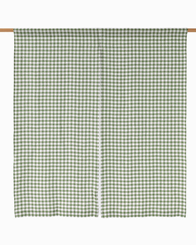 Linen noren curtains (1 pcs) in Forest green gingham - sneakstylesanctums
