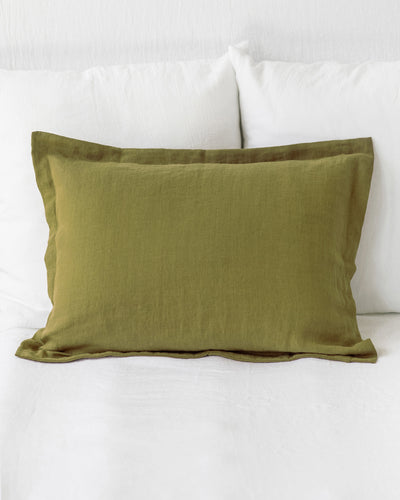 Linen pillow sham in Olive green | sneakstylesanctums