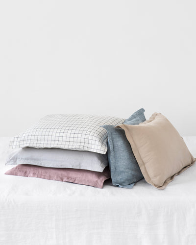 Linen pillow sham in Charcoal grid | sneakstylesanctums