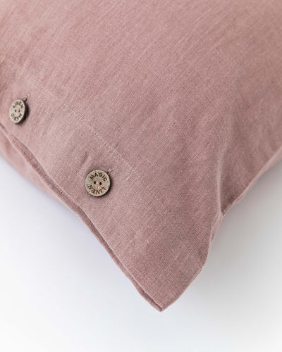 Linen pillowcase with buttons in Woodrose - sneakstylesanctums