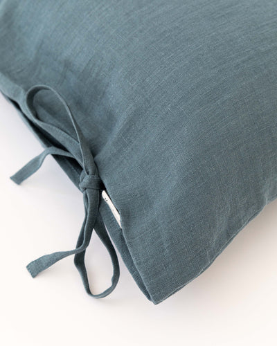 Linen pillowcase with ties in Gray blue - sneakstylesanctums