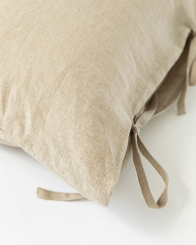 Linen pillowcase with ties in Natural linen - sneakstylesanctums
