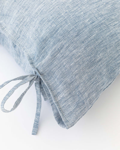 Linen pillowcase with ties in Blue melange - sneakstylesanctums