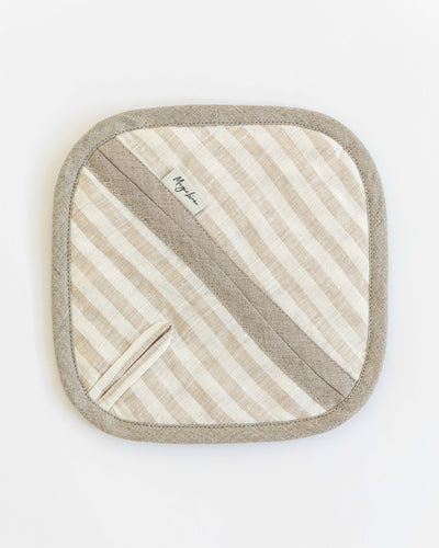 Linen pot-holder (1 pcs) in Striped in natural - sneakstylesanctums