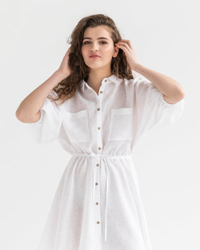 Linen shirt dress JULIEN in white - sneakstylesanctums