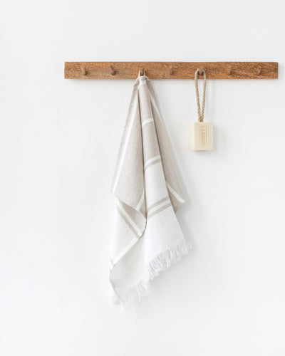 Linen tea towel in Ecru stripe - sneakstylesanctums