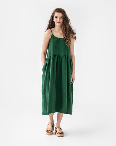 Midi linen dress VENICE in green - sneakstylesanctums
