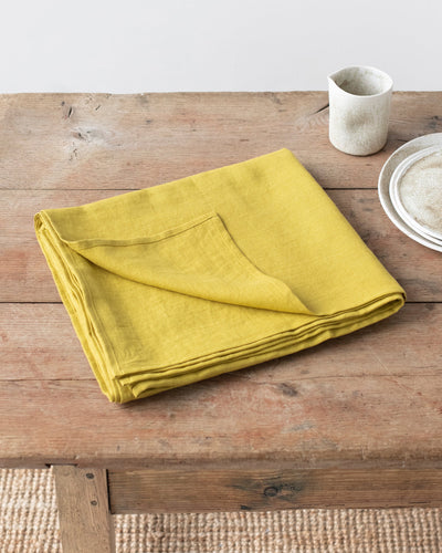 Moss Yellow Linen tablecloth - sneakstylesanctums
