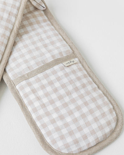 Double oven mitt (1 pcs) in Natural gingham - sneakstylesanctums