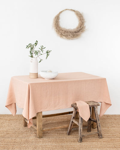 Peach linen tablecloth - sneakstylesanctums