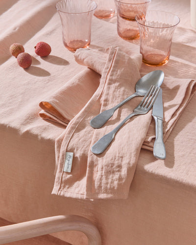 Peach linen tablecloth - sneakstylesanctums