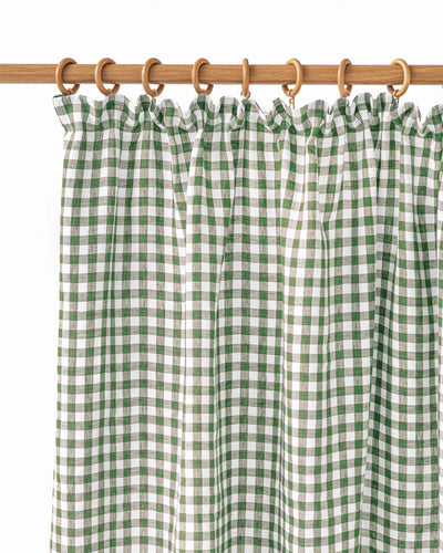 Pencil pleat linen curtain panel (1 pcs) in Forest green gingham - sneakstylesanctums