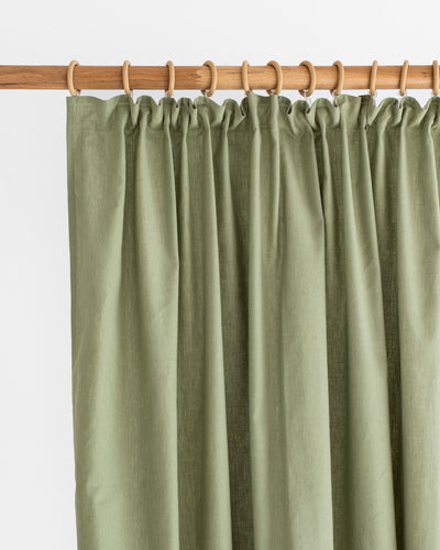 Pencil pleat linen-cotton curtain panel (1 pcs) in Sage - sneakstylesanctums