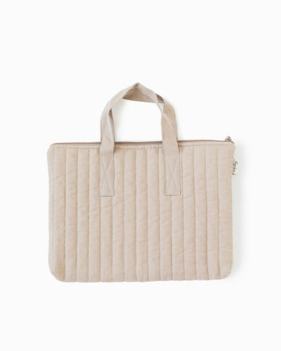 Linen quilted laptop bag in Natural - sneakstylesanctums