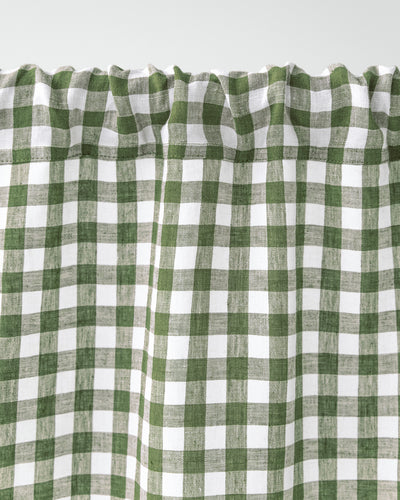 Rod pocket linen curtain panel (1 pcs) in Forest green gingham - sneakstylesanctums