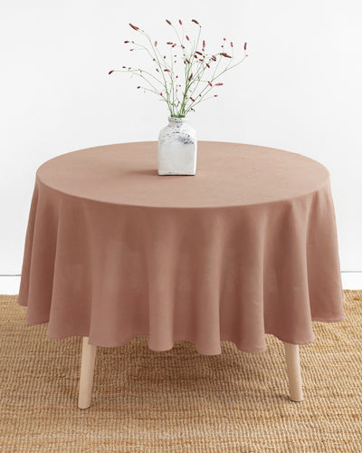 Round linen tablecloth in Coral clay - sneakstylesanctums