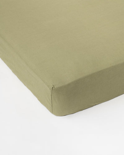 Sage linen-cotton fitted sheet - sneakstylesanctums