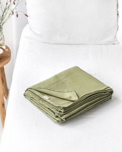 Sage linen-cotton flat sheet | sneakstylesanctums