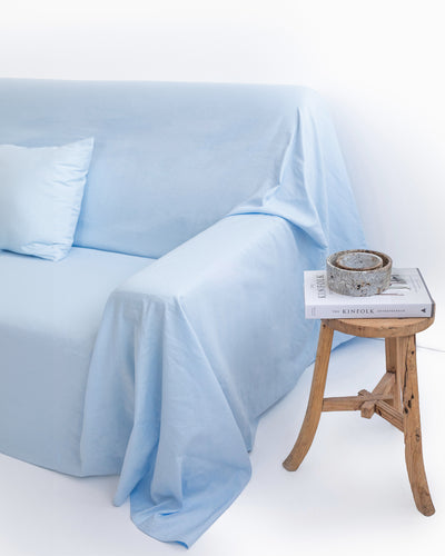 Linen-cotton couch cover in Sky blue - sneakstylesanctums