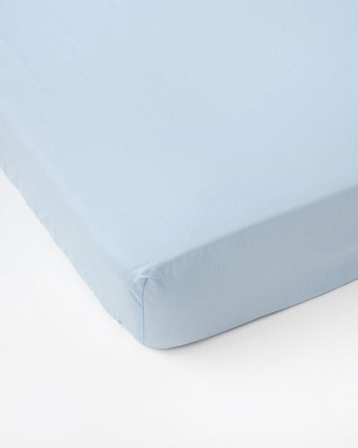 Sky blue linen-cotton fitted sheet - sneakstylesanctums