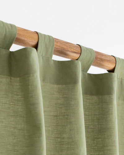 Tab top linen-cotton curtain panel (1 pcs) in Sage - sneakstylesanctums