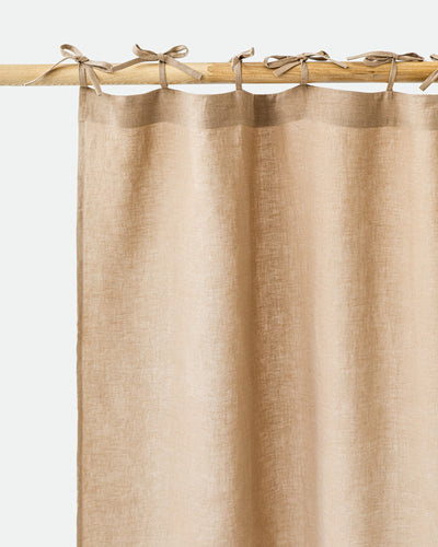Tie top linen curtain panel (1 pcs) in Latte - sneakstylesanctums