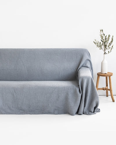 Waffle linen couch cover in Light gray - sneakstylesanctums