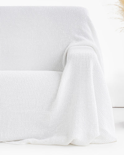 Waffle linen couch cover in White - sneakstylesanctums