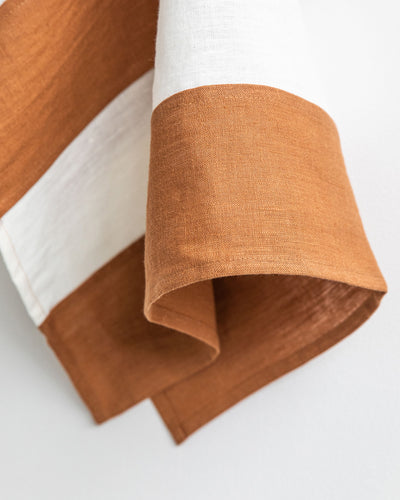 Zero-waste striped linen tea towel in Cinnamon - sneakstylesanctums