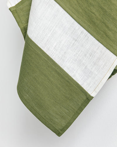 Zero-waste striped linen tea towel in Forest green - sneakstylesanctums