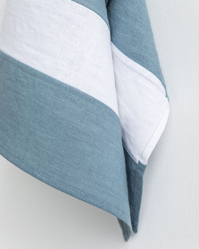 Zero-waste striped linen tea towel in Gray blue - sneakstylesanctums