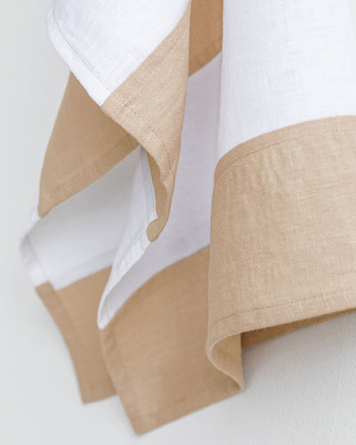 Zero-waste striped linen tea towel in Latte - sneakstylesanctums