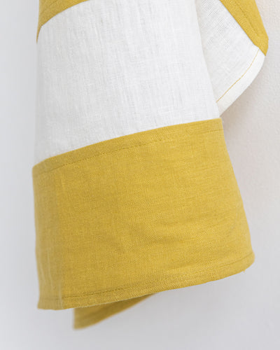 Zero-waste striped linen tea towel in Moss yellow - sneakstylesanctums