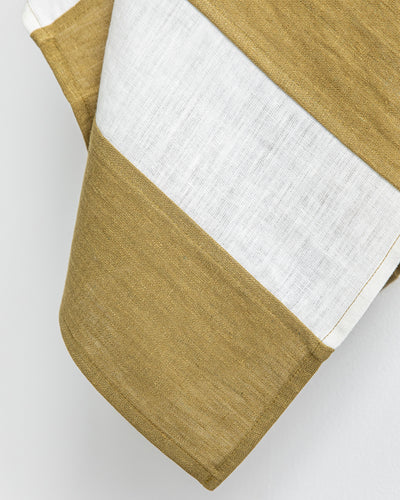 Zero-waste striped linen tea towel in Olive green - sneakstylesanctums