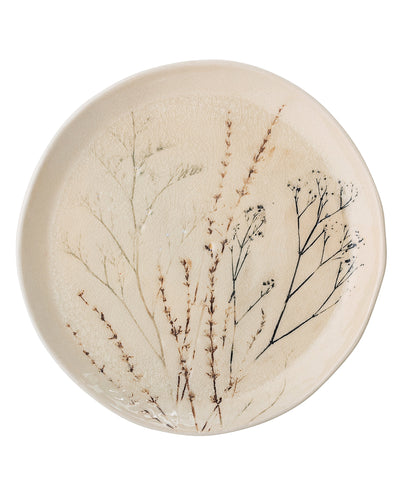 Beige botanical stoneware plate v2 - sneakstylesanctums