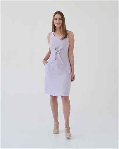 Tie-front linen dress EDEN in Lilac - sneakstylesanctums