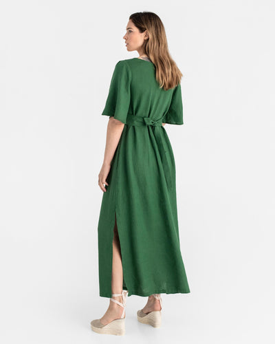 Maxi linen dress AGRA in Green - sneakstylesanctums modelBoxOn