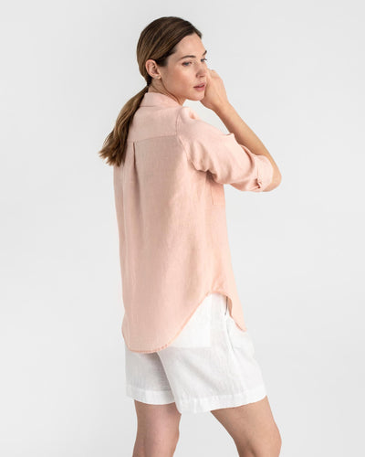 Long-sleeved linen shirt CALPE in Light pink - sneakstylesanctums modelBoxOn